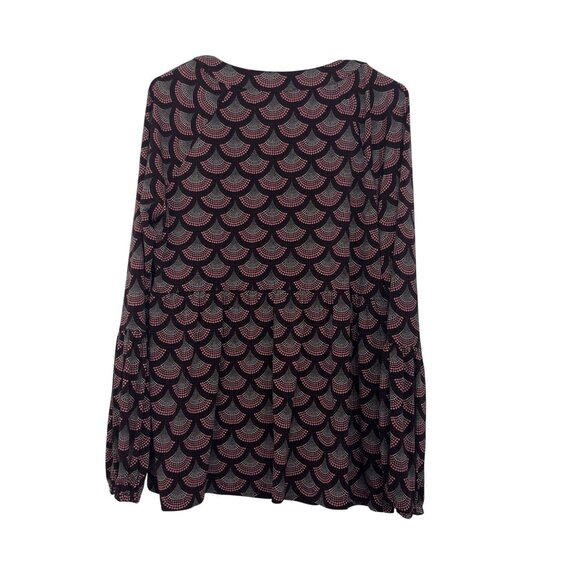 Michael Kors Womens Gold Chain Lace Up Collar Blouse SZ L Stretct Marron & Pink - Picture 9 of 11